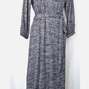 GAP Navy and White Long 3/4 Sleeve Wrap Dress softspun jersey knit MEMORIAL DAY